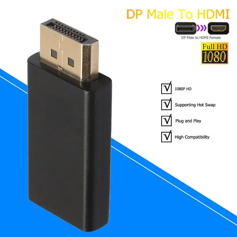 Адаптер для кабеля DP Male HDMI Female конвертер 1080P со встроенным чипом преобразования