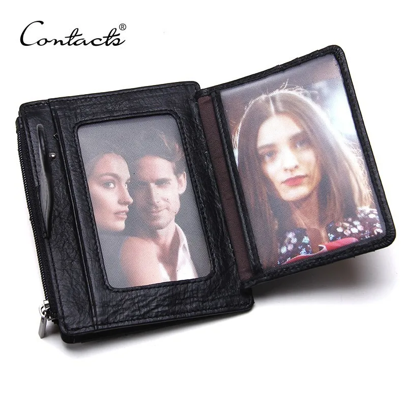 

Fashion New Genuine Leather Credit Card Holder Men Women ID Case Bank Card Wallet Driver License Purse Zipper & Hasp Black Color