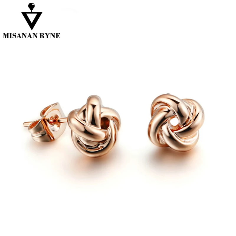 MISANANRYNE, уникальные серьги-гвоздики для женщин, серьги с закрученным узлом, розовое золото и серебро, ювелирные изделия, серьги d'oreuilles brincos