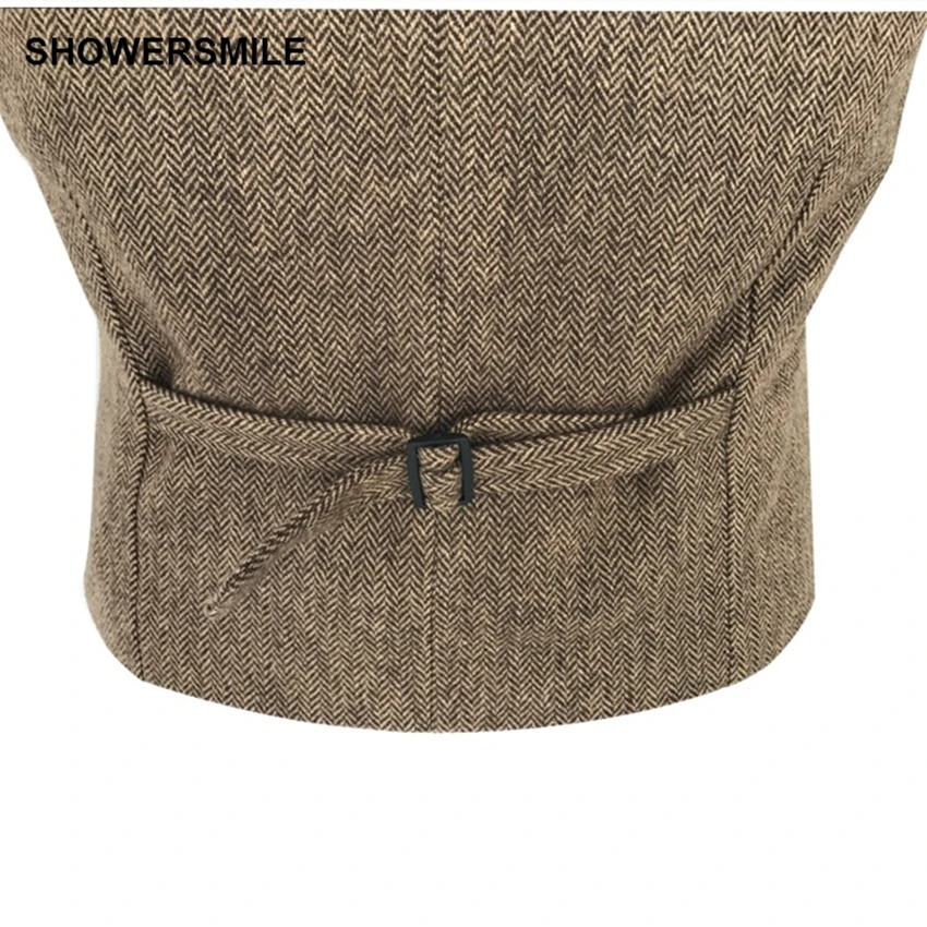 SHOWERSMILE мужской двубортный жилет осень зима шерстяной классический приталенный