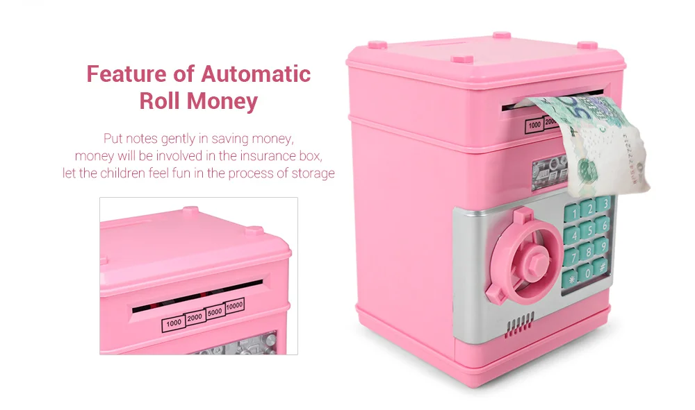 Saving Bank ATM Money Box Electronic Password Chewing Coin Cash Deposit Machine