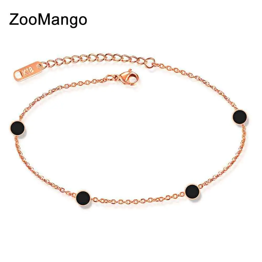 

ZooMango Minimalist Rose Gold Color Anklets Foot Jewelry 5Pcs Acrylic Circle Chain & Link Stainless Steel Anklets Jewelry OGZ040