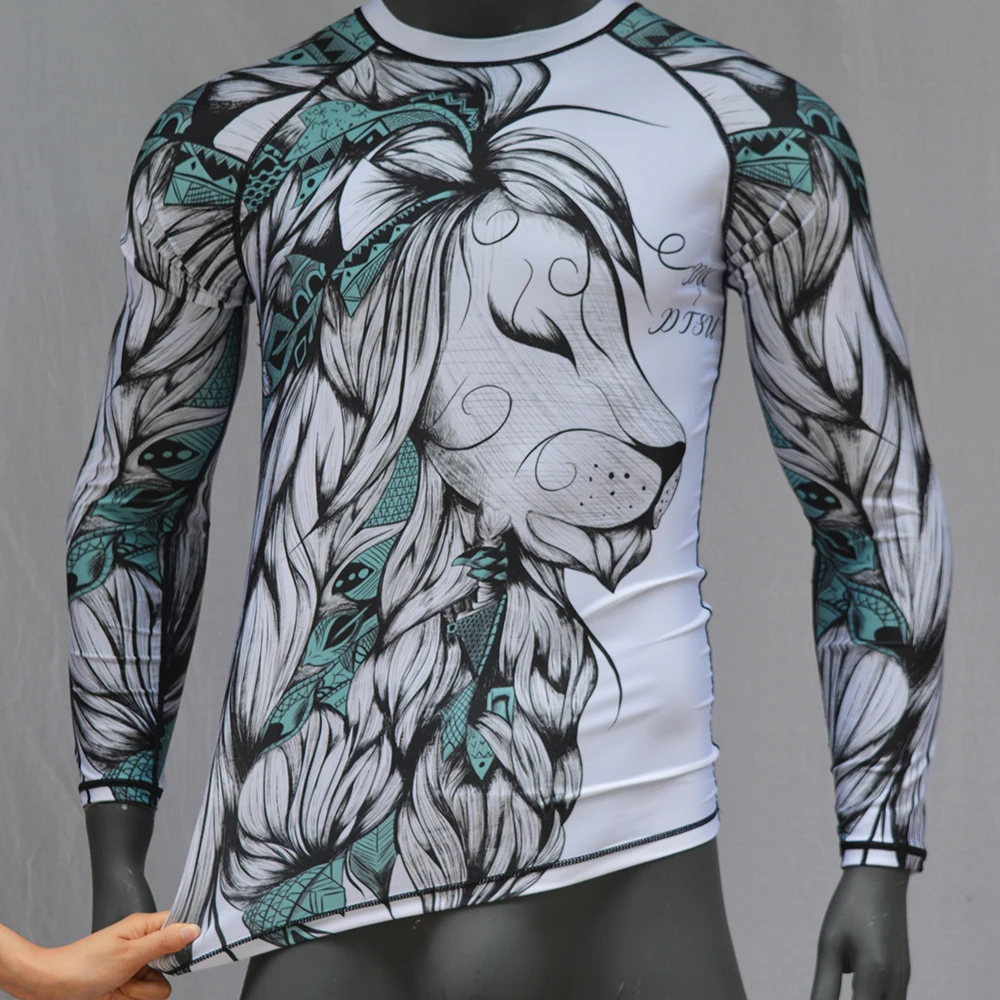 

MMATRUNKS Sublimated Printed Long Sleeve BJJ Rashguard MMA Jiu Jitsu GI Bodybuilding Breathable Tight Muay Thai Boxing Jerseys