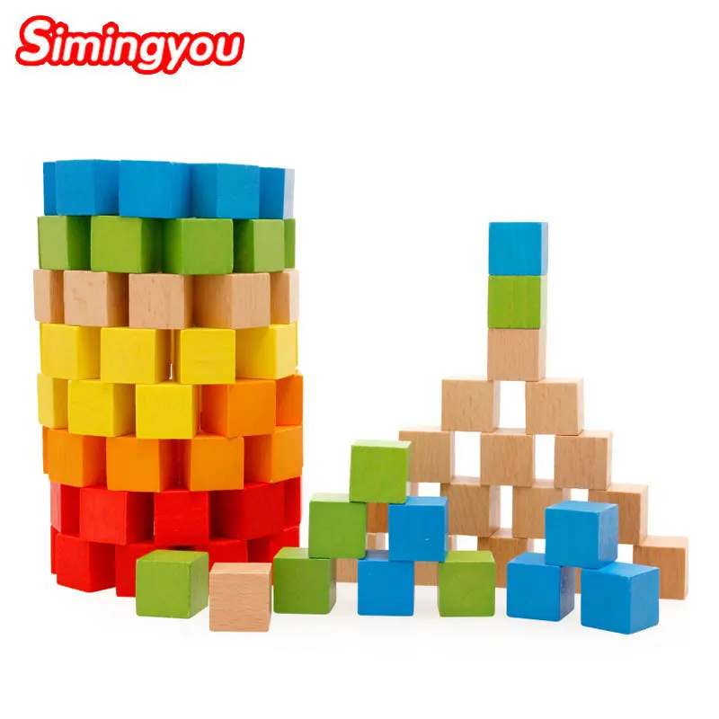 

Simingyou Children Education 100Pcs Square Cubes Building Stereoscopic Geometry Wooden Montessori Toys A50-5054 Drop Shipping