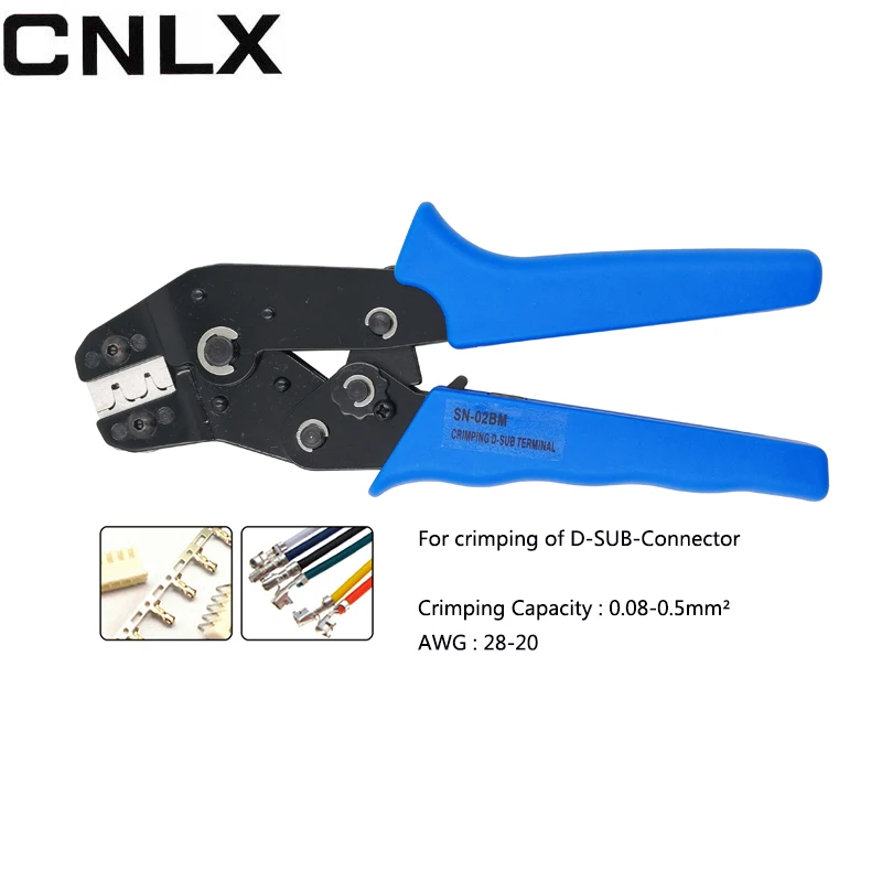 

SN-02BM Crimping pliers for crimping of D-SUB-Connector from(0.08-0.5mm2) AWG28-20 European style ratchet terminal crimping tool
