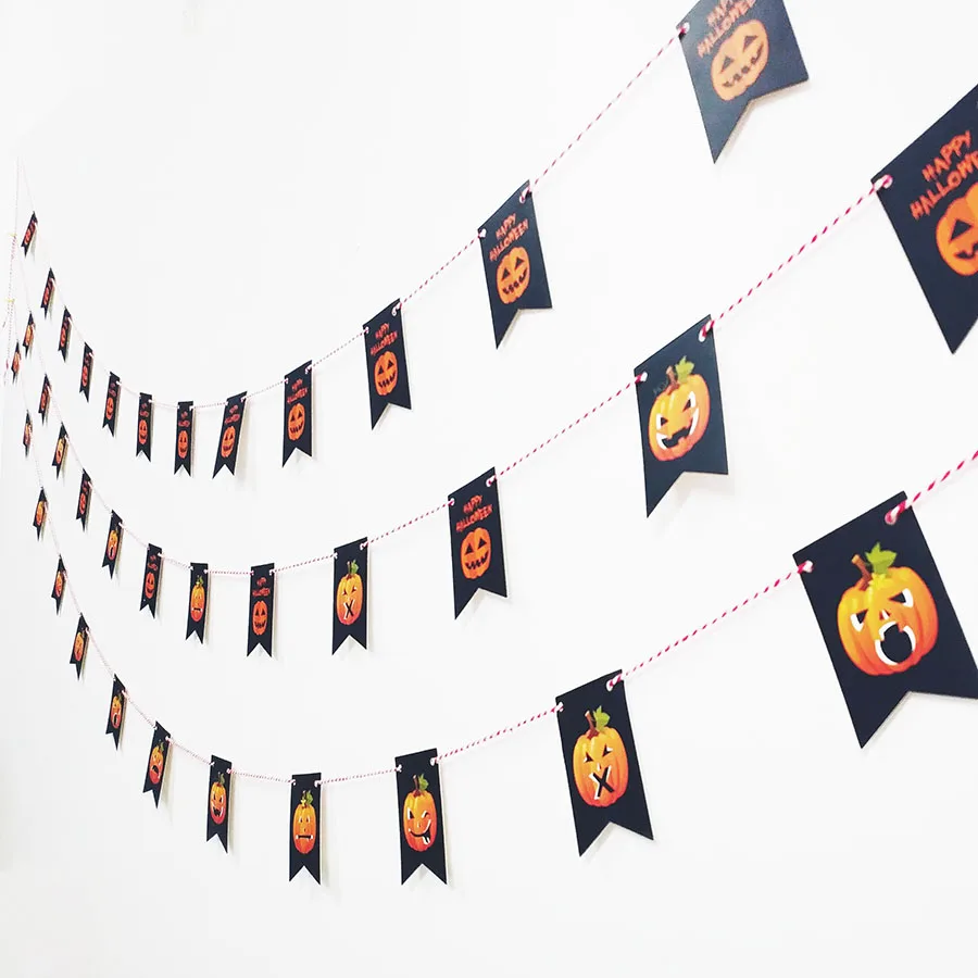 12 шт./компл. Хэллоуин вечерние украшения Скатерть баннер картона с рисунком тыквы для Хэллоуина украшения сувениры для дома, баннер на День всех святых
