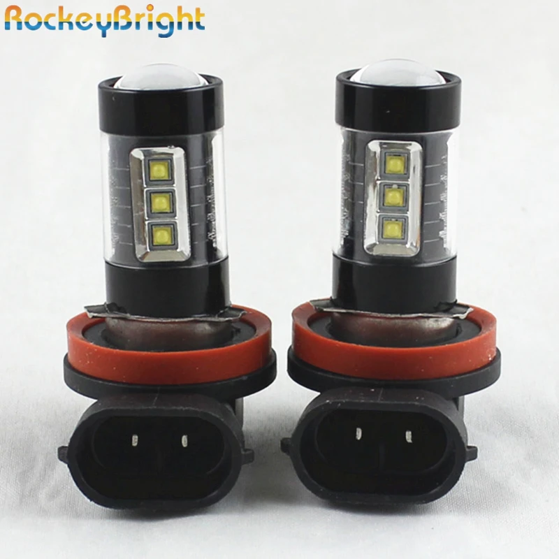 Rockeybright 2 шт. H11 светодиодный фонарь 80 W H11 H4 H7 H8 9005 9006 Автомобильные светодиодные фары автомобиля DRL Противотуманные лампы H11 светодиодный Противотуманные фары дальнего света