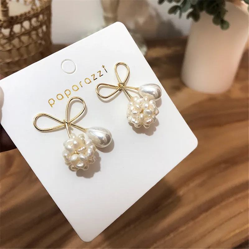 

2019 New Design Creative Jewelry Simulated Pearl Bowknot Long Drop Earrings For Women Girls Fashion Elegant Oorbellen