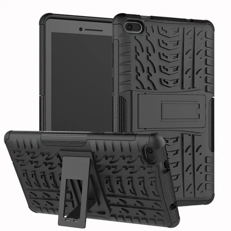 Чехол для lenovo Tab E7 E 7 TB-7104F TB-7104 7,0 дюйма, сверхмощный чехол 2 в 1, гибридный прочный Чехол-подставка для планшета - Цвет: Black