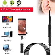 Эндоскоп для чистки ушей 3 в 1 USB HD визуальная Ушная ложка 3,9 мм мини-камера Android
