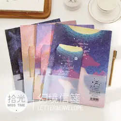 9 шт./компл. 3 конверты + 6 написания бумаги Творческий световой Fairyland серии конверт для подарка корейский канцелярские