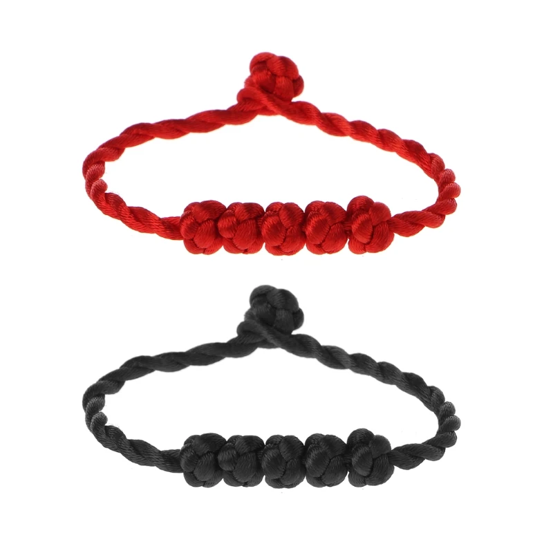 

JAVRICK Chinese Feng Shui Lucky Rope Strap Bracelet 5 Knotted Beads Red String Jewelry Exquisite Bracelet