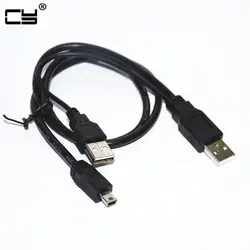 USB2.0 USB 2,0 двойной Тип 2A штекерным Mini 5 контактный разъем y-образный кабель 0,7 м 70 см 2ft для 2,5 "мобильный жесткий диск HDD