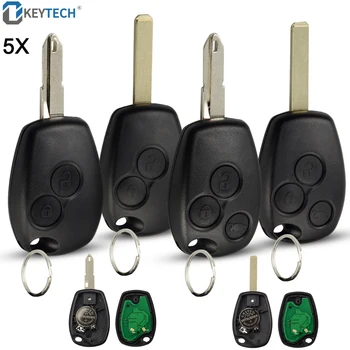 

OkeyTech 5PC Car Remote Key Fob 433MHz For Renault Kangoo II Clio III ID46 PCF7947 PCF7947 Chip 2 3 Buttons Uncut Blade
