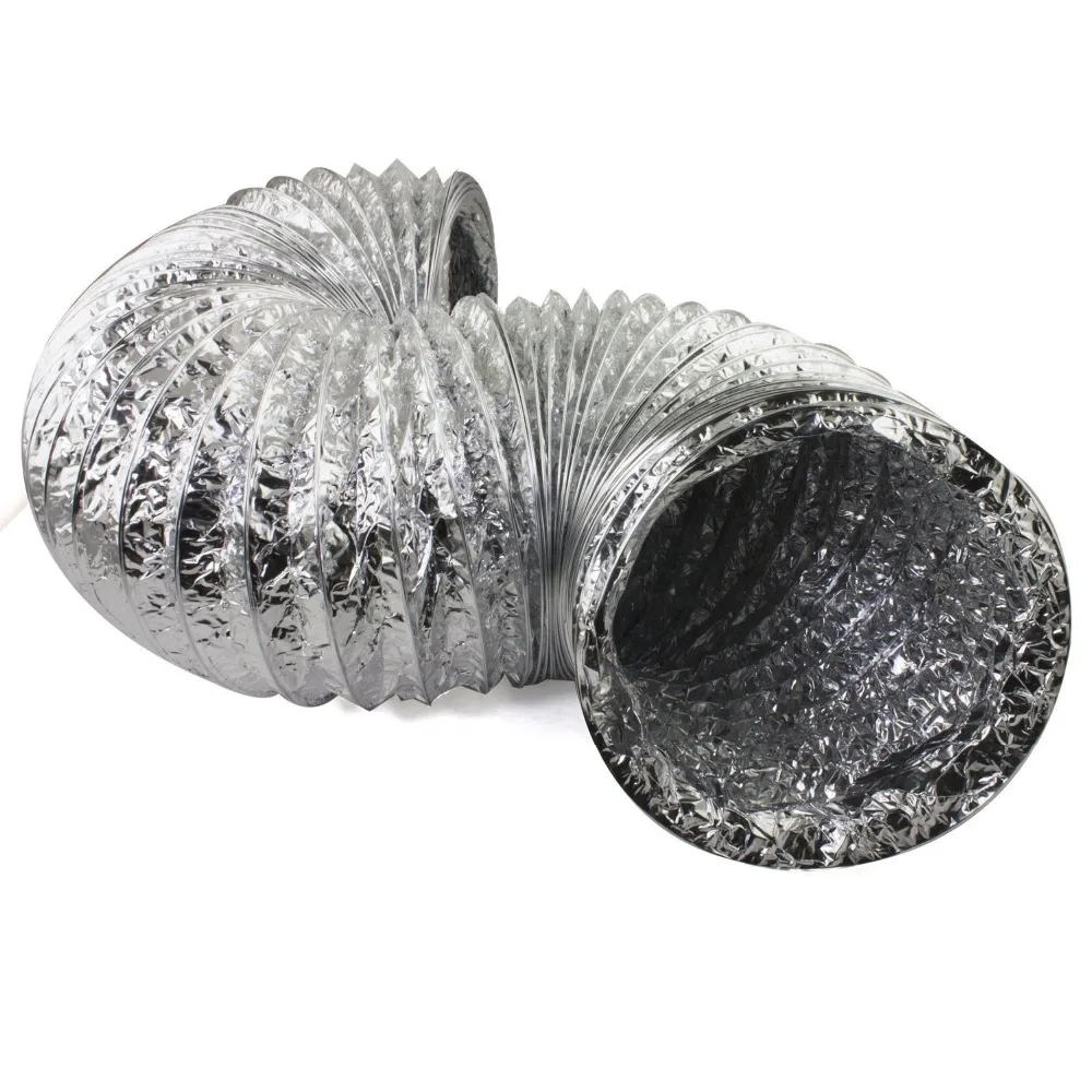 10m 4''6'' Double Aluminum Foil Exhaust Fan Pipe Ducting Hose Ventilation Flexible Soft Tube for Kitchen Toilet Inline Duct Fan