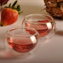 Круглая чашка с двойными стенками прозрачная стеклянная чашка стекла кунг-фу чашка 50 мл Цветочная чайная чашка 4 шт./компл