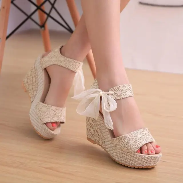 SAGACE Sandals high quality Fashion Slope With Flip Flops Sandals Lace-Up Wedges Loafers sandals summer 2018MA9