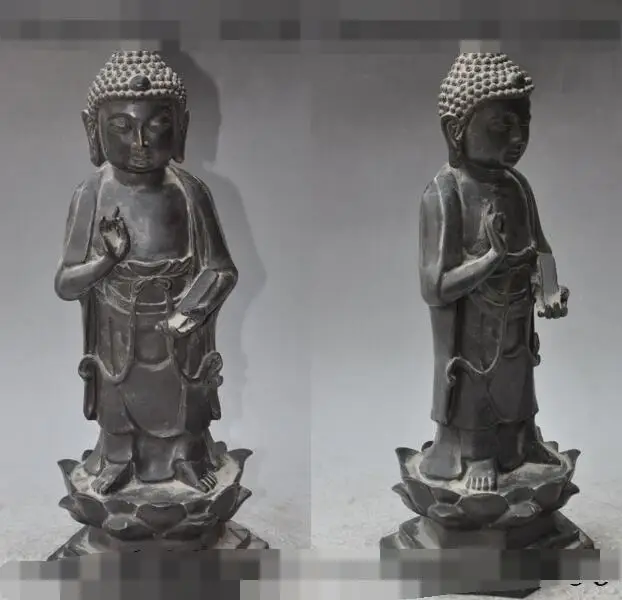 

S06140 13"chinese buddhism fane pure Purple bronze Shakyamuni Amitabha buddha statue