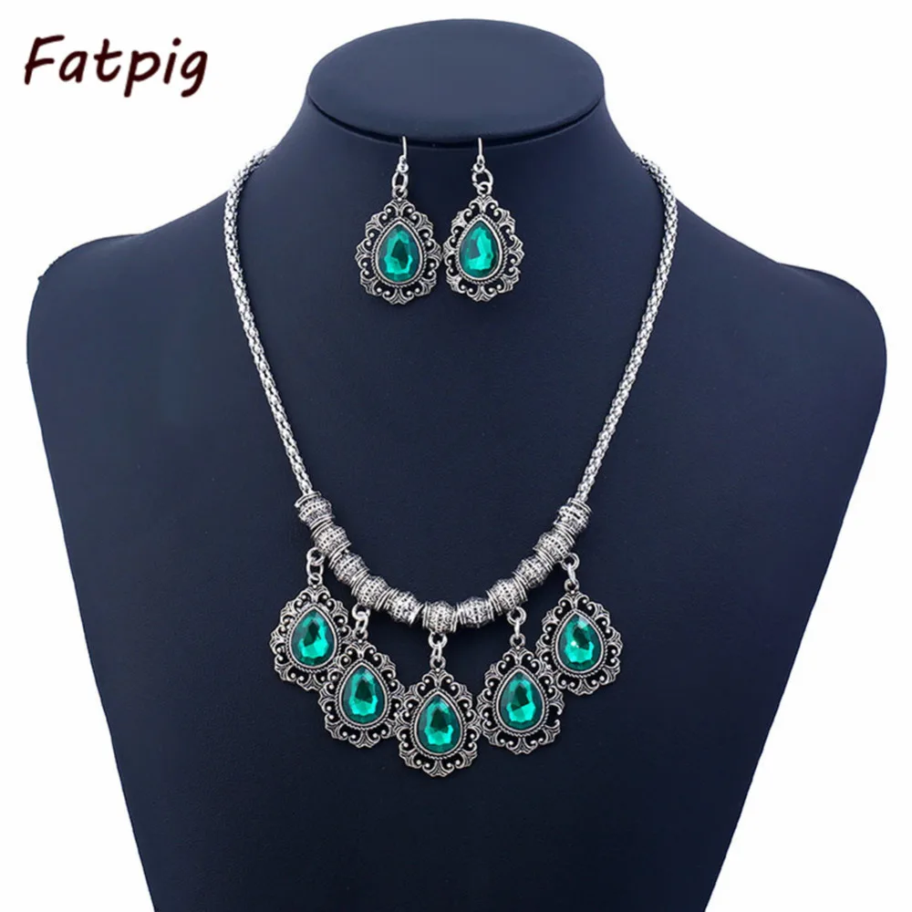 Women Waterdrop Crystal Pendant Necklace Accessories Alloy Necklaces ...