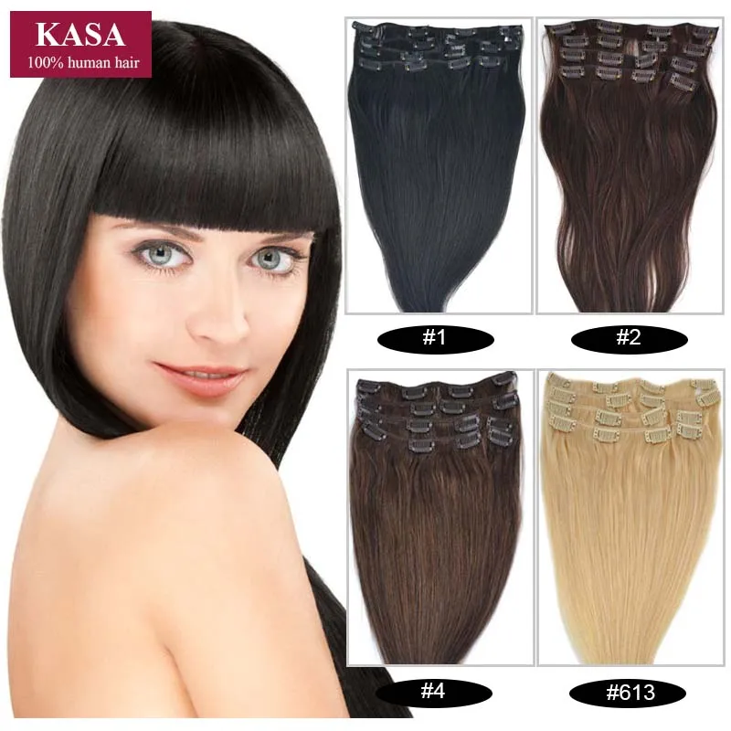 

Long Hairstyle Real Hair Extensions Clip In 7Pcs/set 140grams 26" 65cm Human Remy Natural Brazilian Hair Black Brown Blonde