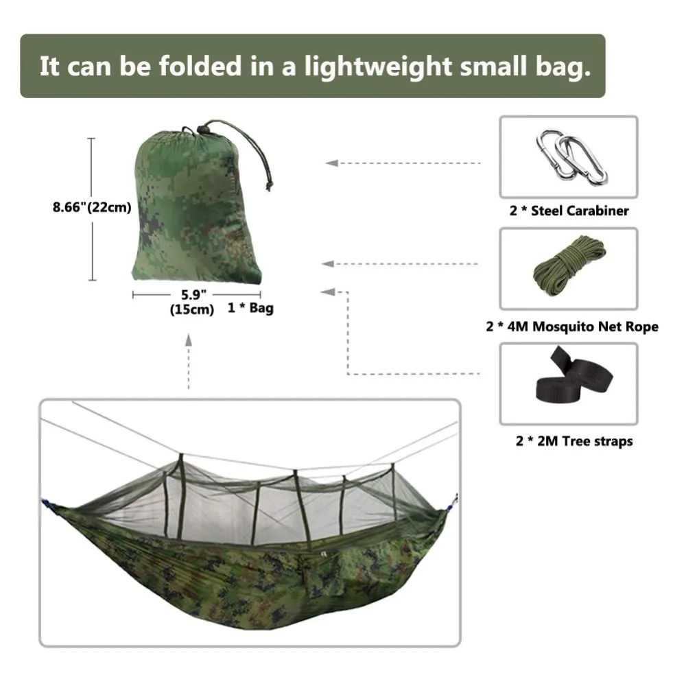 1-2 Person Outdoor Mosquito Net Parachute Nylon Hammock Camping Hanging Sleeping Bed Swing Portable Double Travel Hammock Chair 1-2 Person Outdoor Mosquito Net Parachute Nylon Hammock Camping Hanging Sleeping Bed Swing Portable Double Travel Hammock Chair