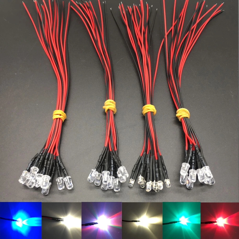 Middellandse Zee Verdeel Moreel onderwijs 10pcs/lot Dc 12v Led Diodes 20cm Pre Wired 5mm Led Light Lamp Bulb Prewired  Emitting Diodes For Diy Home Decoration Four Colors - Light Beads -  AliExpress