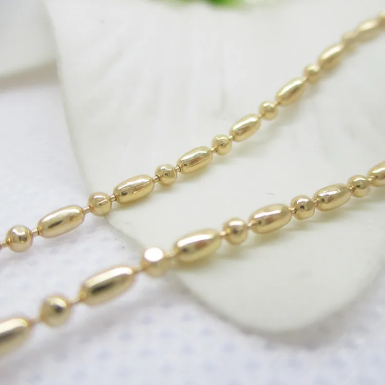 

2 Meters 1.6MM 24K Champagne Gold Color Copper Oval and Round Beads Chains Necklace Chains High Quality Diy Jewelry Accessories