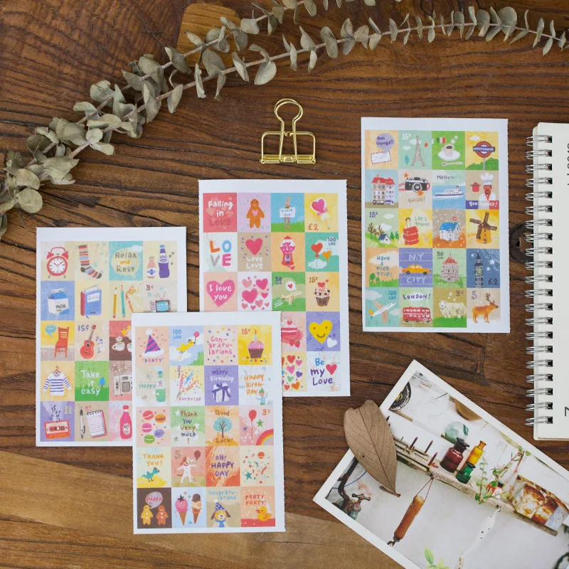 

Cute Cartoon Stamp Sticker, 80pieces Mini Notebook Scrapbooking Sticker Love Diary Sticker