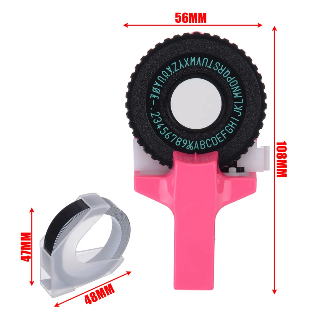 Yellow / Pink / Black Label Maker Plastic Manual Embossing Label Maker Letters Numbers Printer Tape-cutting with Tape