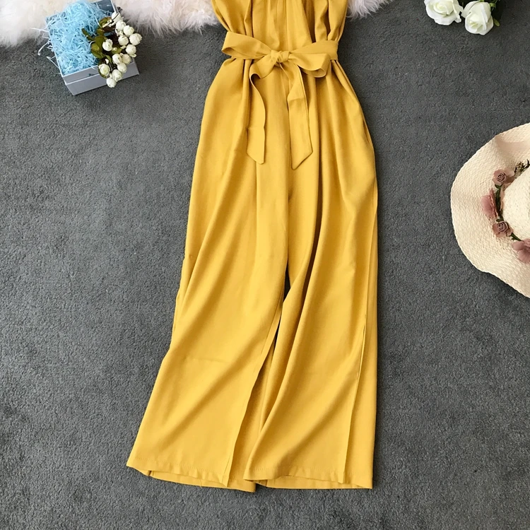 ALPHALMODA хлопковый комбинезон Для женщин Slim Fit высокое пояса прямого кроя без рукавов Повседневное Летняя одежда