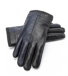 GSG брендовые зимние перчатки из натуральной кожи мужские черные модные теплые водительские перчатки из козьей кожи двухцветные контрастные цвета Guantes Luvas - Цвет: Black