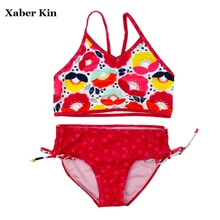 Бикини с цветочным рисунком для девочек милый детский купальник для девочек из двух предметов, купальные костюмы для девочек детские купальные костюмы купальники G8-K442