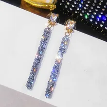 Новое поступление, модные хрустальные классические геометрические длинные висячие серьги для женщин, женские ювелирные изделия, корейские простые серьги