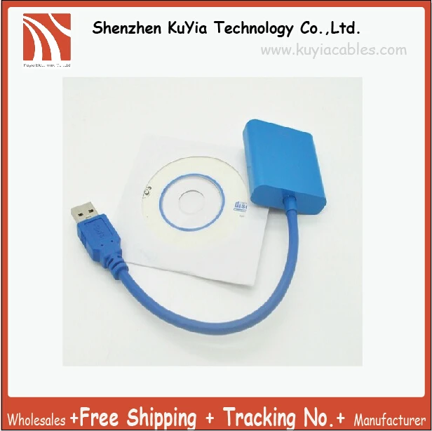 

KUYiA 10 pcs/lot New USB 3.0 to VGA Multi-display Graphic Converter Adapter Cable 1920x1080 HD Win7/8 free shipping wholesale
