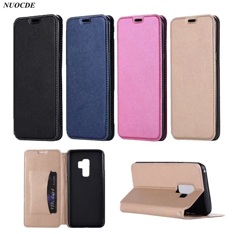 

For Samsung S9 Case NUOCDE Leather Magnetic Flip Wallet Cover For Samsung Galaxy S9 Plus Case Silicone With Stand Cards Slot