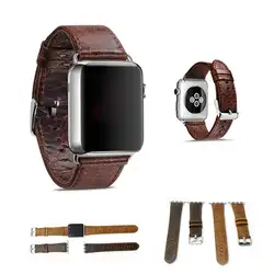 URVOI ремешок для apple watch ручной работы Винтаж натуральная сумасшедшая лошадь кожаный ремешок на запястье для iwatch с адаптерами кофе