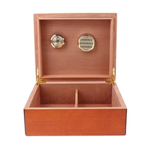 Cedro español Humidor de puros W/humidificador higrómetro caja de cigarro-marrón