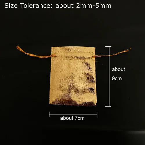 5 шт золотистого и серебряного цвета, регулируемая сумка для упаковки ювелирных изделий, бархатная сумка, блестящие свадебные подарочные сумки для конфет, вечерние сумки - Цвет: gold 7x9cm