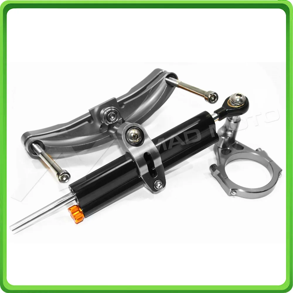 For Yamaha FZ1 Fazer 2006 2007 2008 2009 2010 2011 2012 2013 2014 2015 2016 2017 Steering Damper & Bracket Mount Kit Black&Gray (12)
