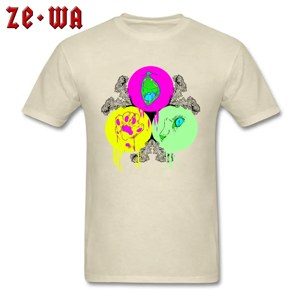 Fitness Tight Holy Trifecta of Cat Crewneck T-Shirt Summer/Autumn T Shirt Short Sleeve for Men On Sale 100% Cotton T Shirt Holy Trifecta of Cat beige