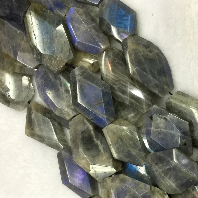 

Wholesale Natural Genuine Flash Gray Blue Light Labradorite Hand Cut Faceted Nugget Free Form Loose Big Beads 20-35mm 04247
