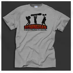 Забавная одежда повседневная с коротким рукавом лето Strongman Powerlifting Trainer тренировки Crossfit Teeshirt серый большой размер футболка