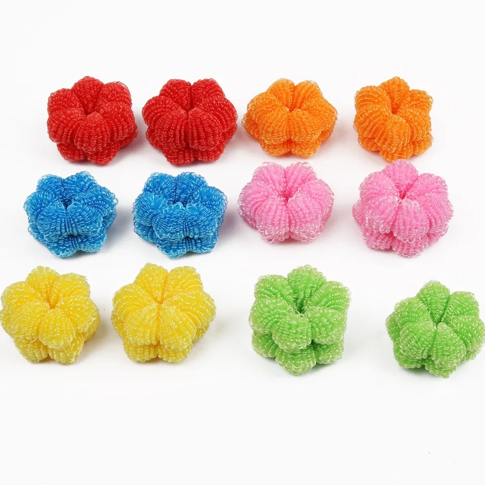 New 6Pcs Women Girls High Elasticity Medium Thick Rolled Towel Hair Rope Candy Solid Color Rubber Band Ring Ponytail Holder