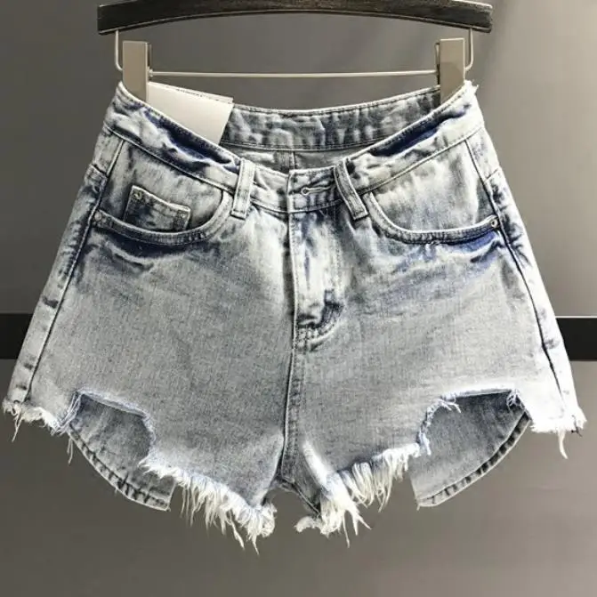 2019 летние новые модные большие свободные джинсовые шорты с высокой посадкой нерегулярные женские свободные джинсовые шорты