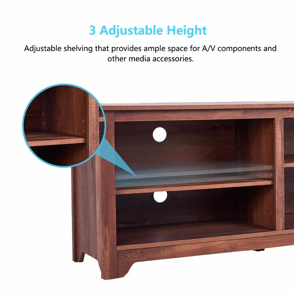 58/" TV Stand Entertainment Media Center Console Wood Storage Furniture w// Shelf