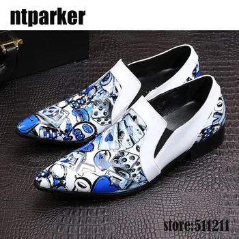 

ntparker Italian Style Brand Designer's Shoes Pointed Toe Artist Men's Dress Shoes Rock Party/Night Club Wedding Shoes MEN!
