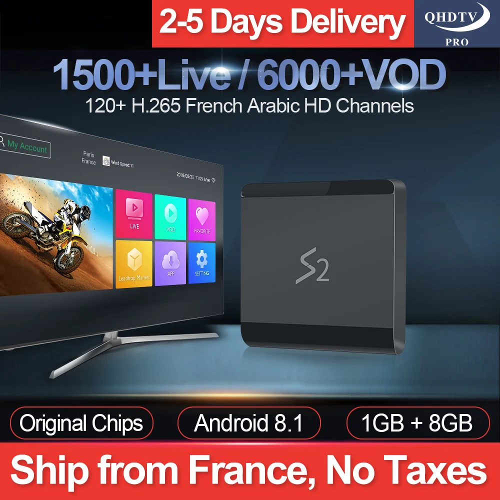 

Leadcool S2 Android 8.1 Tv Box With 1 Year QHDTV Pro H.265 Iptv French Arabic 1GB 8GB RK3229 Belgium Morocco Netherlands IPTV