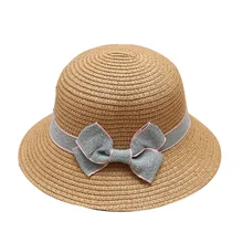 Летняя соломенная шляпа для девочек с бантом, ручная вязка, пляжная кепка, простая повседневная шляпа, 5 цветов