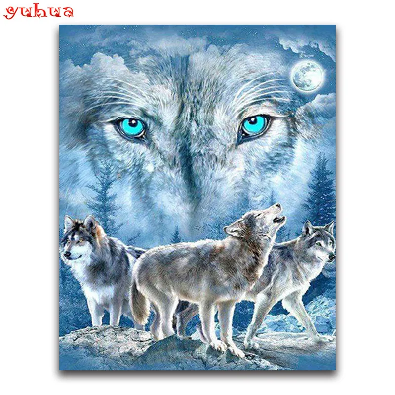 

YUHUA Diamond Mosaic Wolf Full Square Round Drill Pictures Of Rhinestones Decor Home 5D DIY Embroidery Diamond Painting Animals