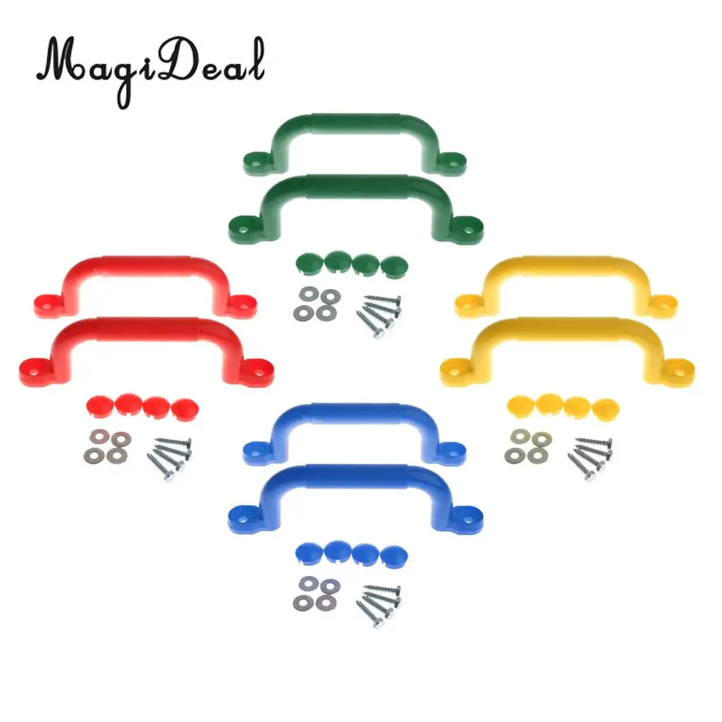 4 Pairs Durable Plastic Safety Nonslip Handle with Fixing Screws Kits Kids Outdoor Climbing Frame Wall Accessory